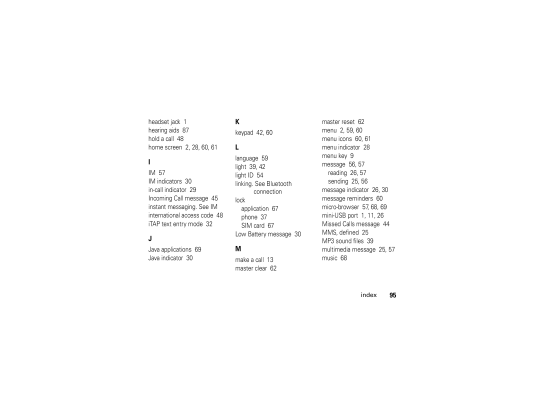 Motorola V195s manual Index 