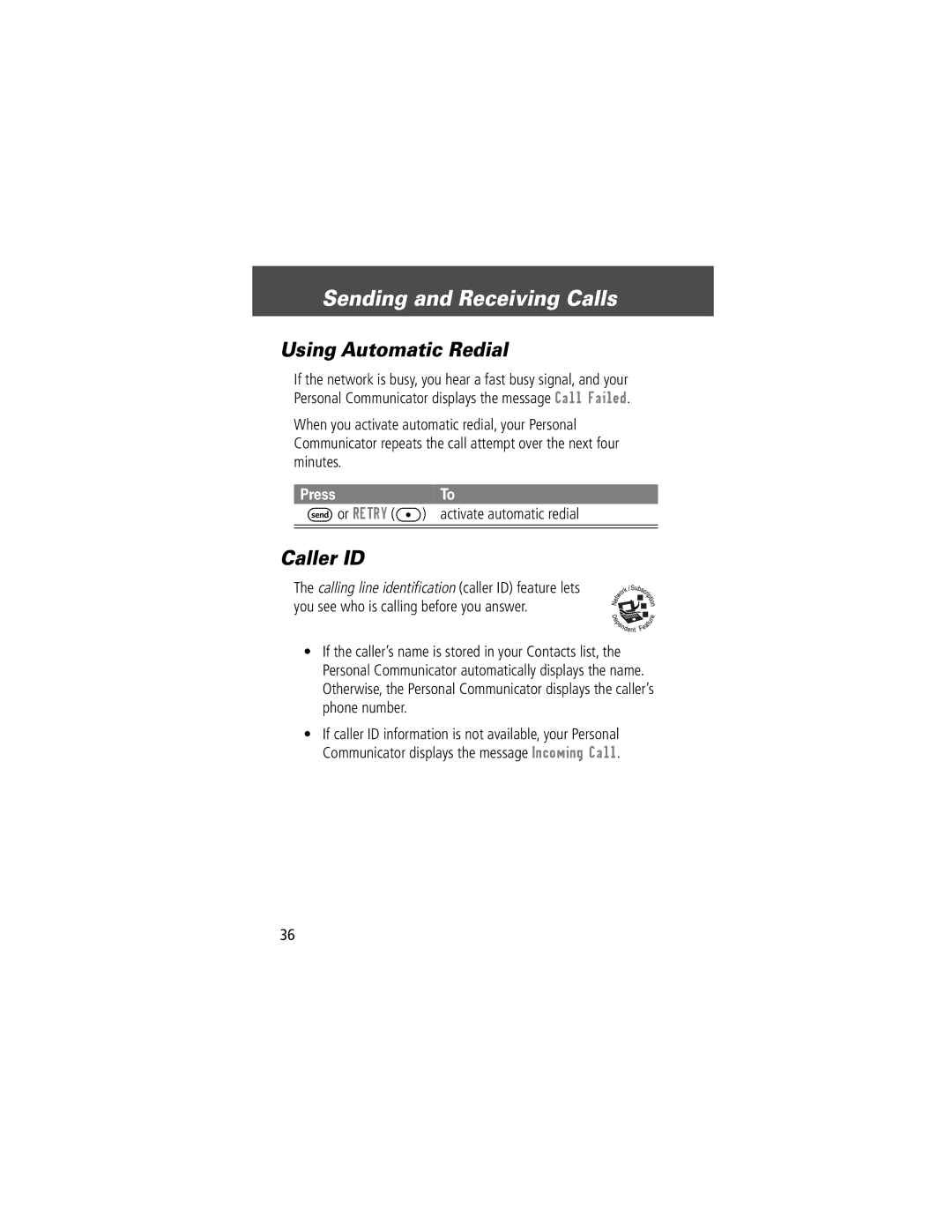 Motorola V200 manual Using Automatic Redial, Caller ID, Or Retry activate automatic redial 