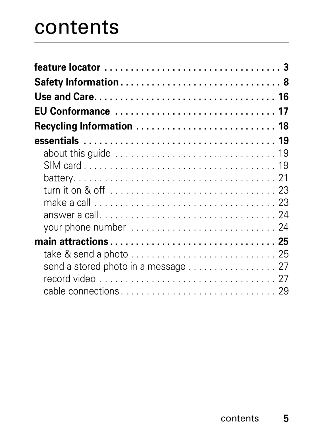 Motorola V235 GSM Series manual Contents 