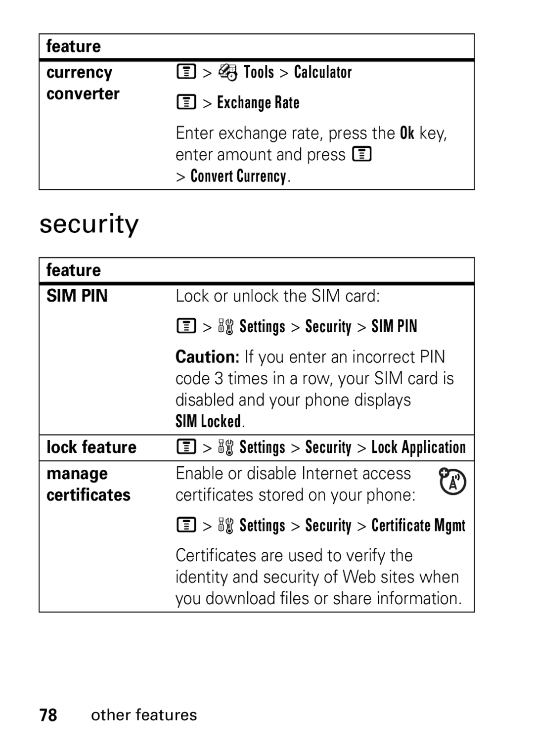 Motorola V235 GSM Series manual Security 