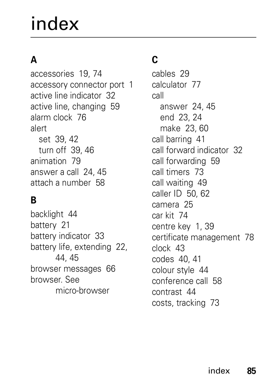 Motorola V235 GSM Series manual Index 