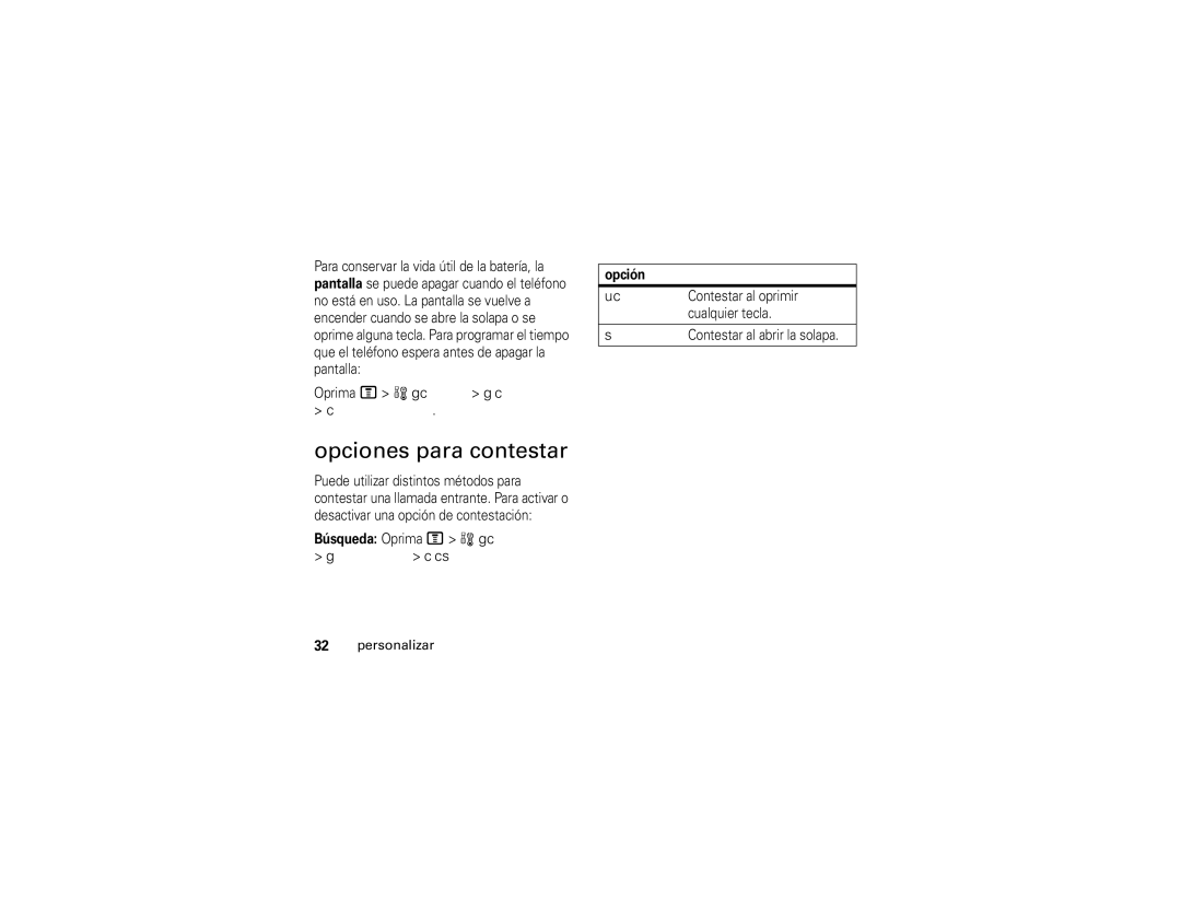 Motorola V235 manual Opciones para contestar 