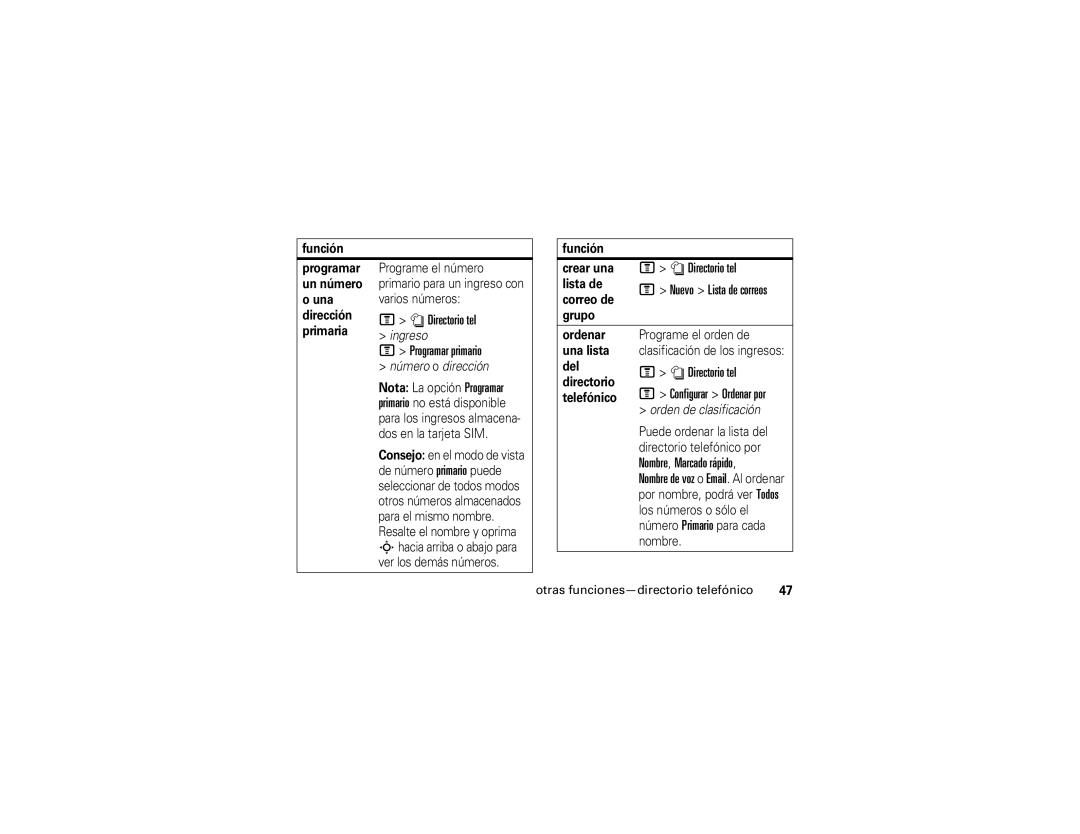 Motorola V235 manual Programar primario 