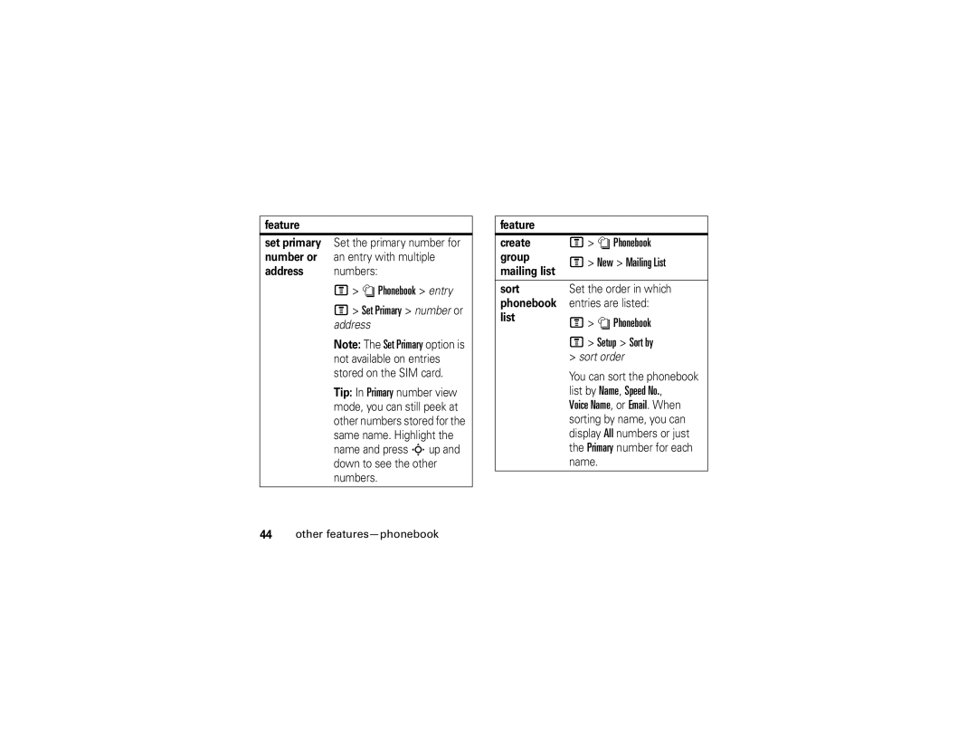 Motorola V235 manual New Mailing List, Setup Sort by 