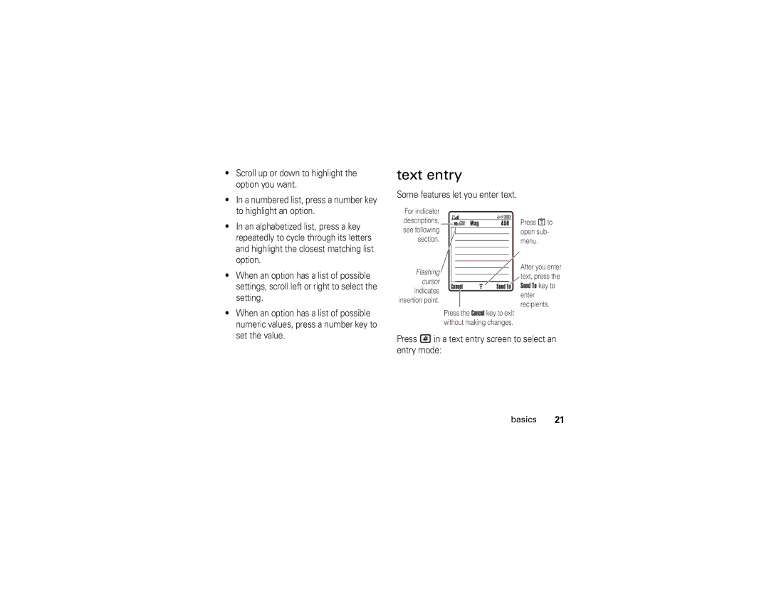 Motorola V235 manual Text entry, Some features let you enter text 