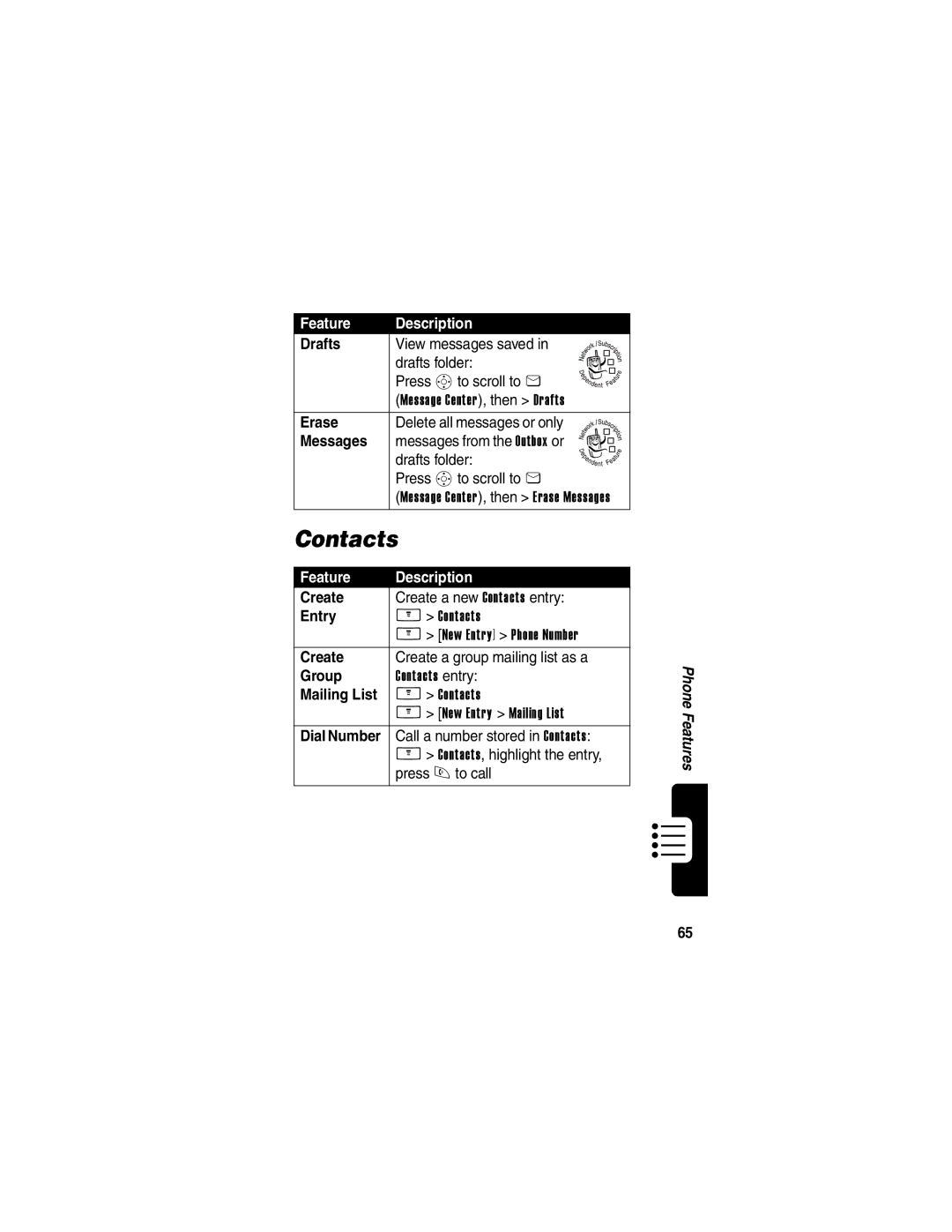 Motorola V260/V262 manual Contacts 