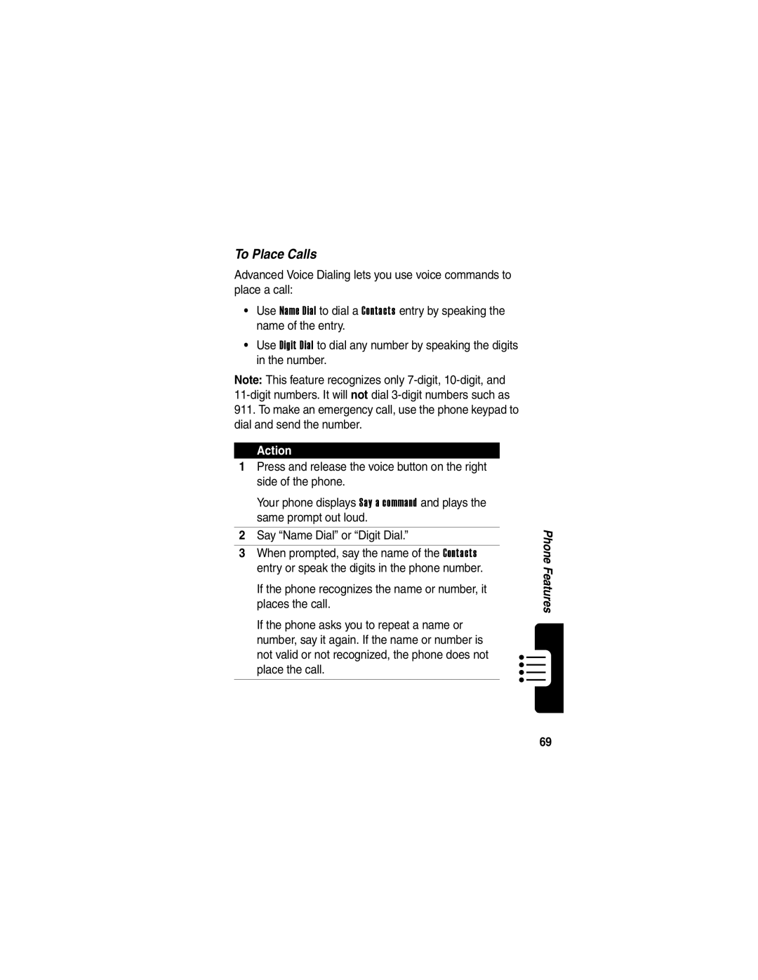 Motorola V260/V262 manual To Place Calls 