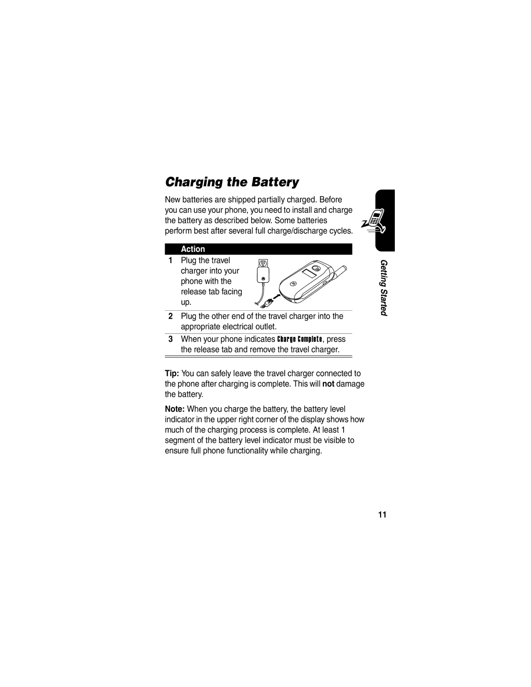 Motorola V265 manual Charging the Battery 