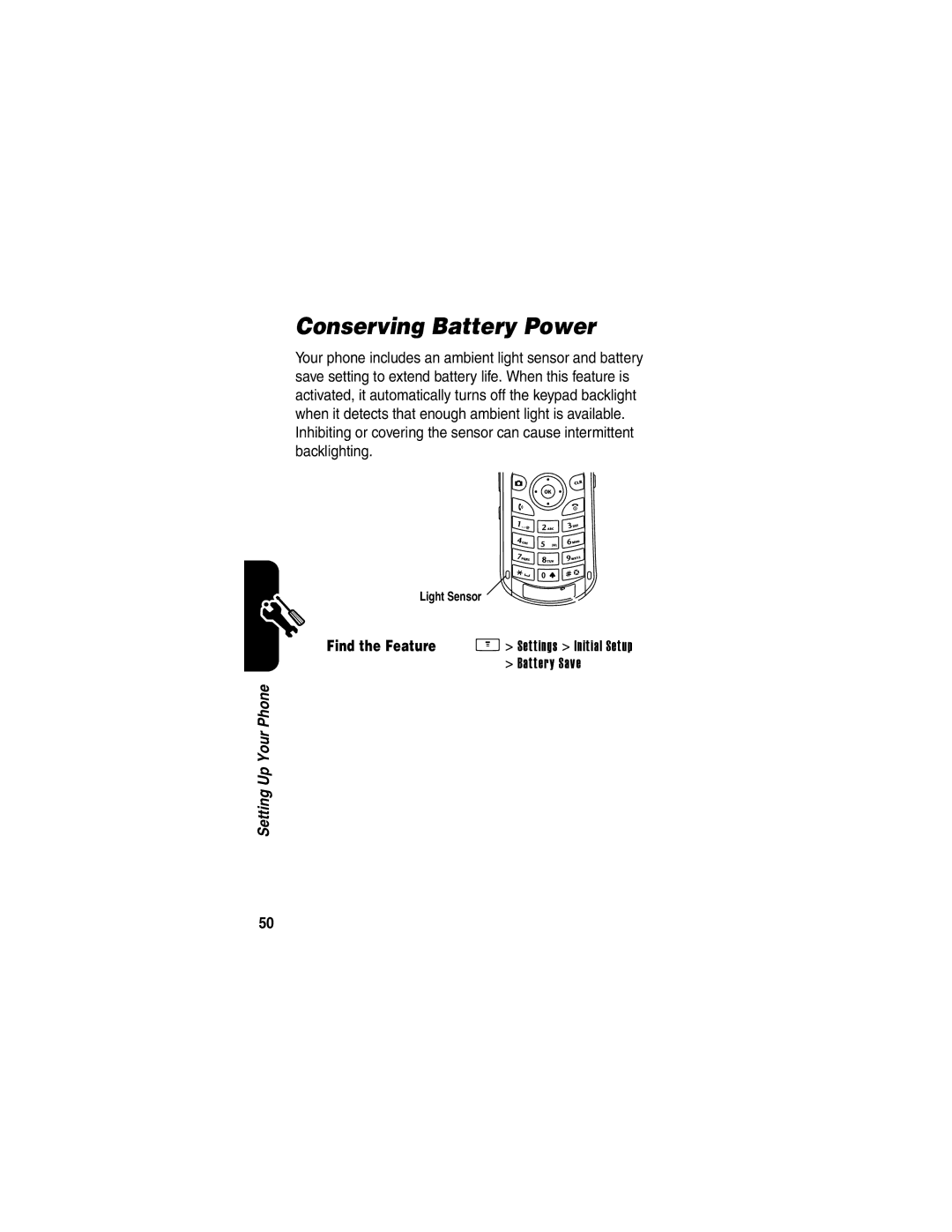 Motorola V265 manual Conserving Battery Power 