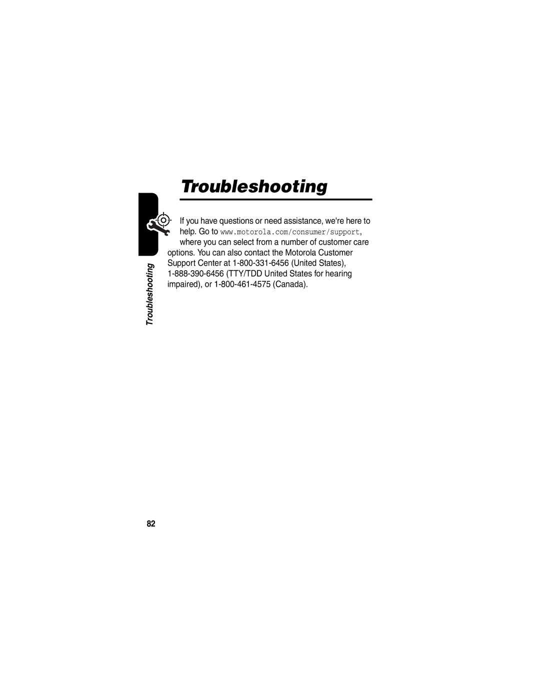 Motorola V265 manual Troubleshooting 