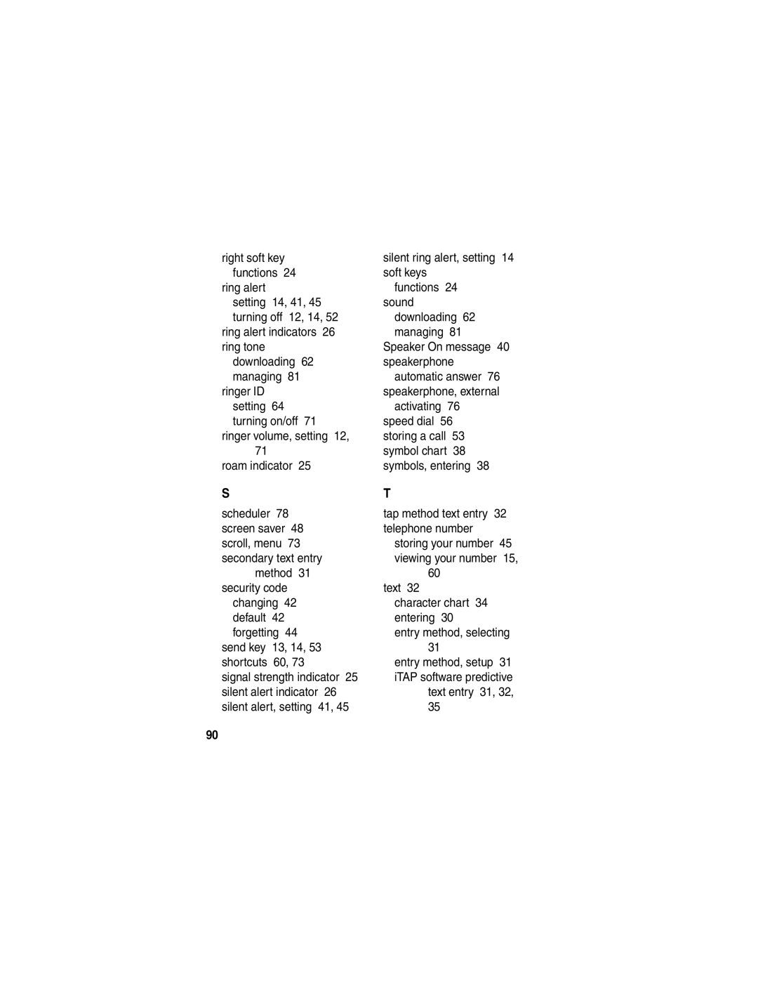 Motorola V265 manual Right soft key, Text Character chart 34 entering Entry method, selecting 