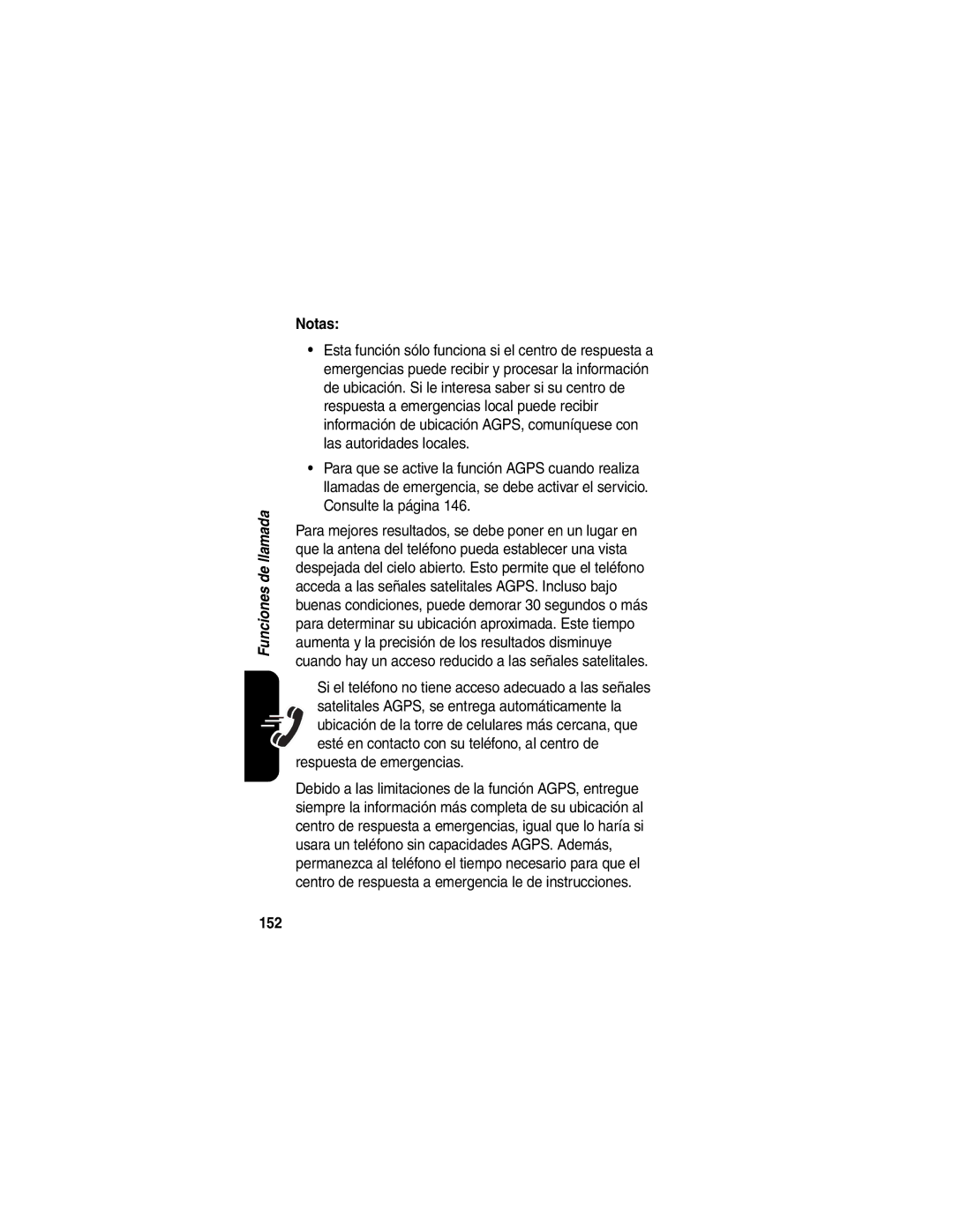 Motorola V266 manual Respuesta de emergencias, 152 