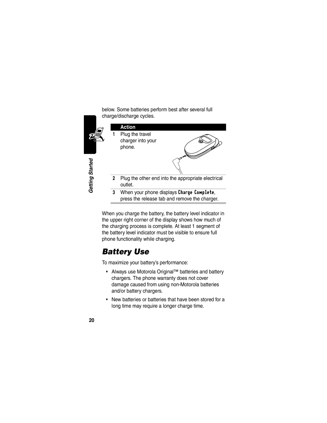 Motorola V290 manual Battery Use 