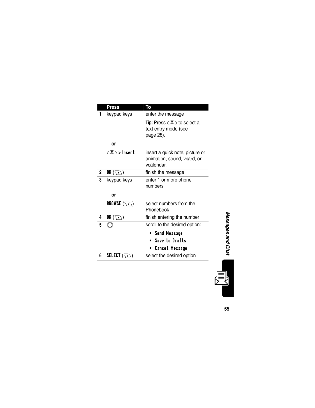 Motorola V290 manual Animation, sound, vcard, or, Vcalendar, Select numbers from, Phonebook, Select the desired option 