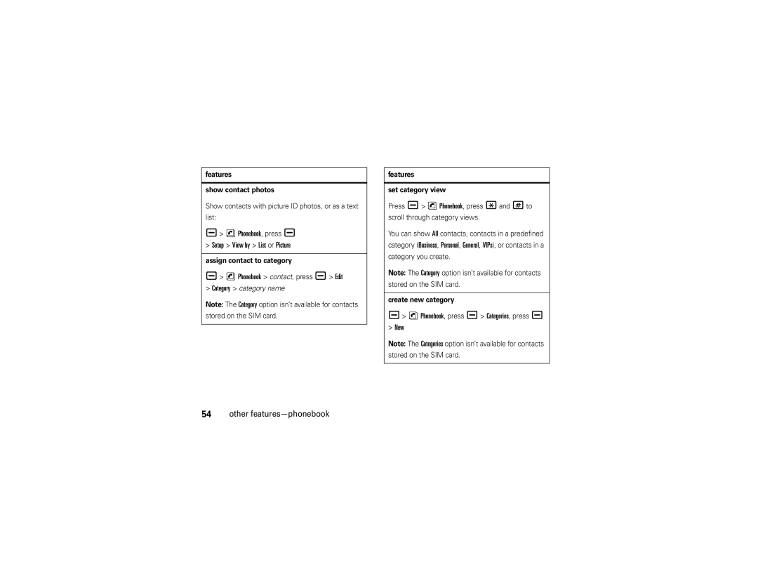 Motorola V3 manual Setup View by List or Picture, New Other features-phonebook 