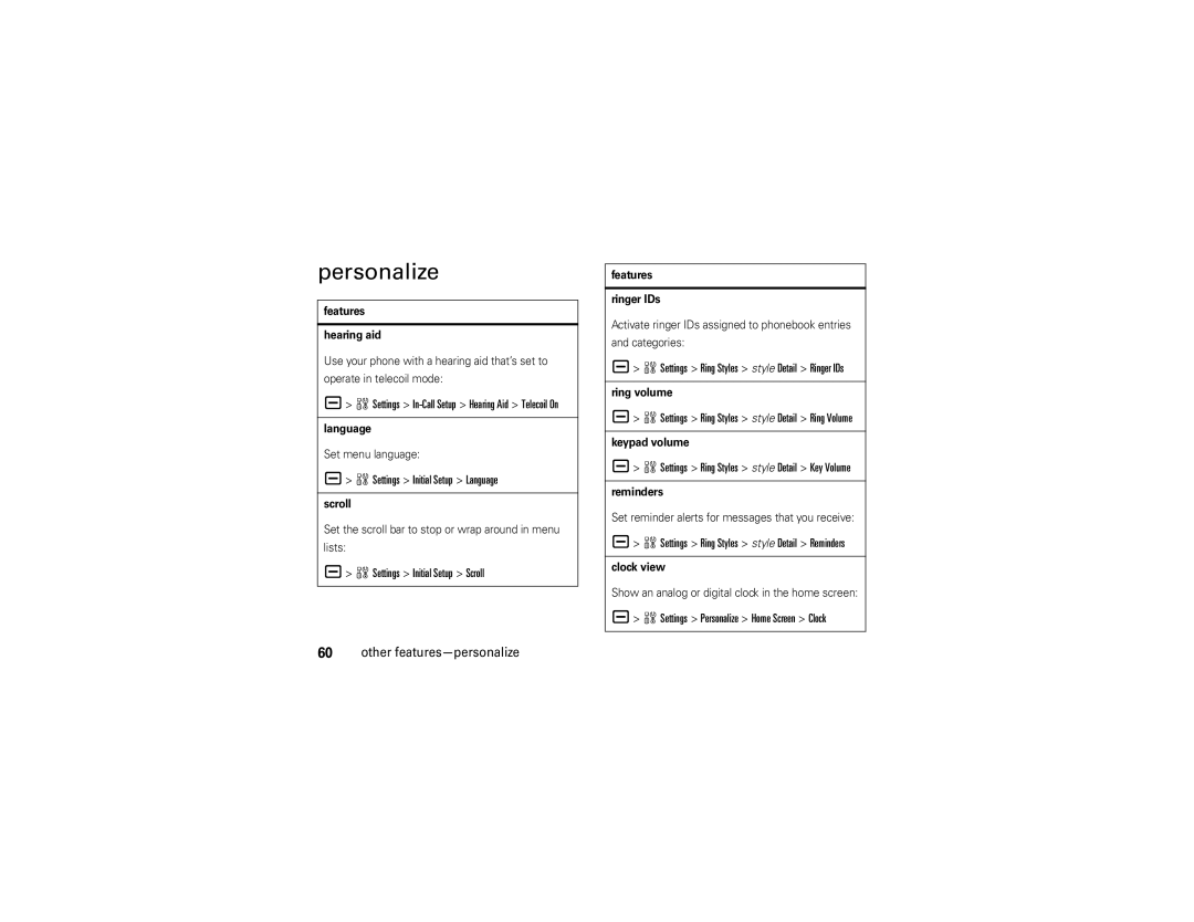 Motorola V3 manual Personalize 