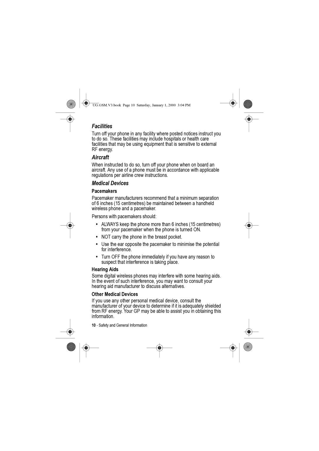 Motorola V3 manual Pacemakers, Hearing Aids, Other Medical Devices 