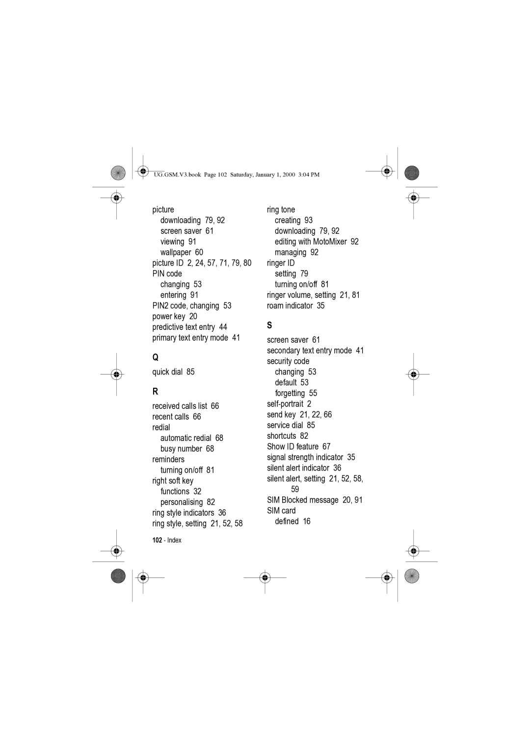 Motorola V3 manual Quick dial Received calls list 66 recent calls 66 redial, Self-portrait 