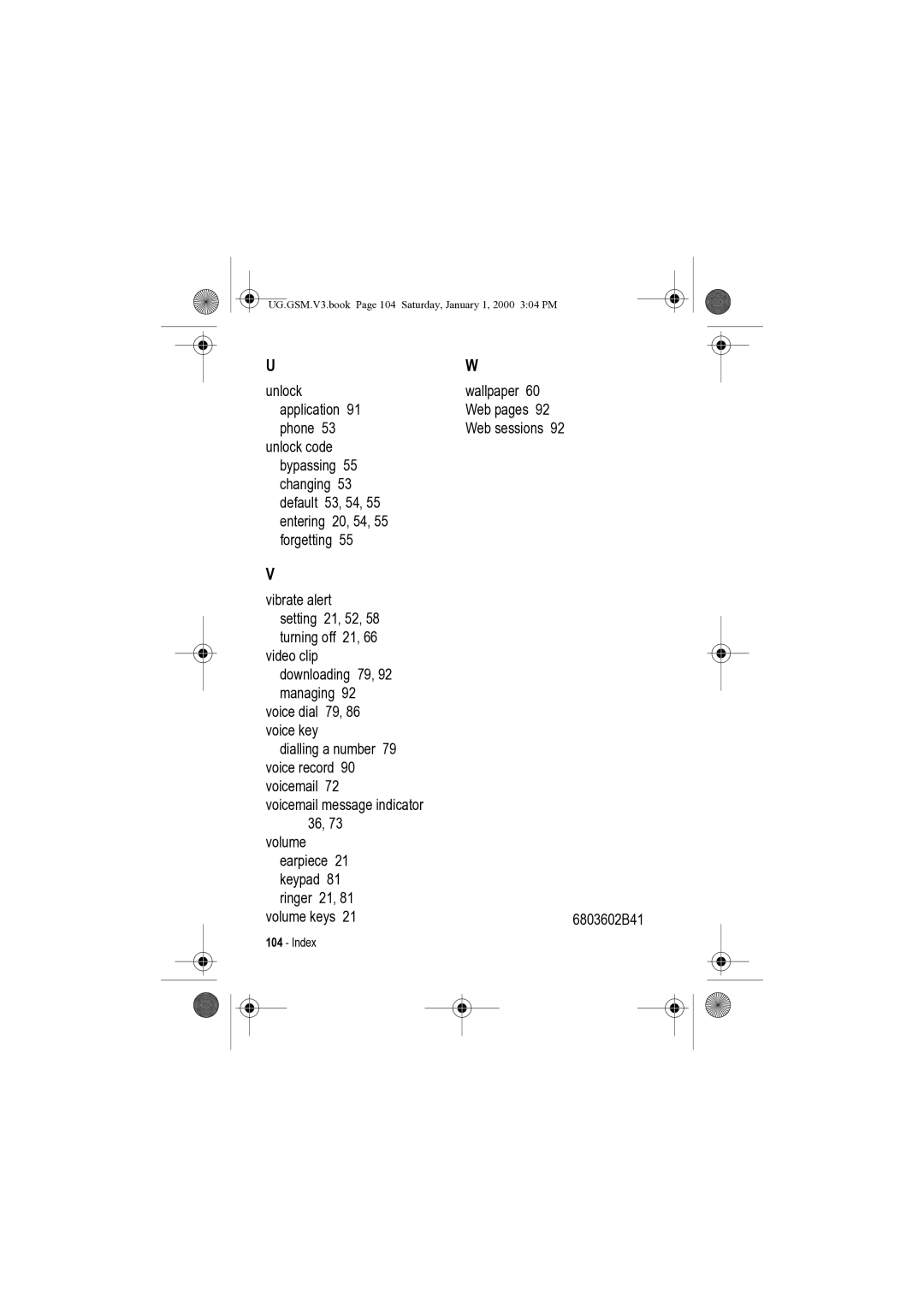 Motorola V3 manual Unlock Wallpaper, Web pages, Phone Web sessions, Changing, Voicemail message indicator, Volume 