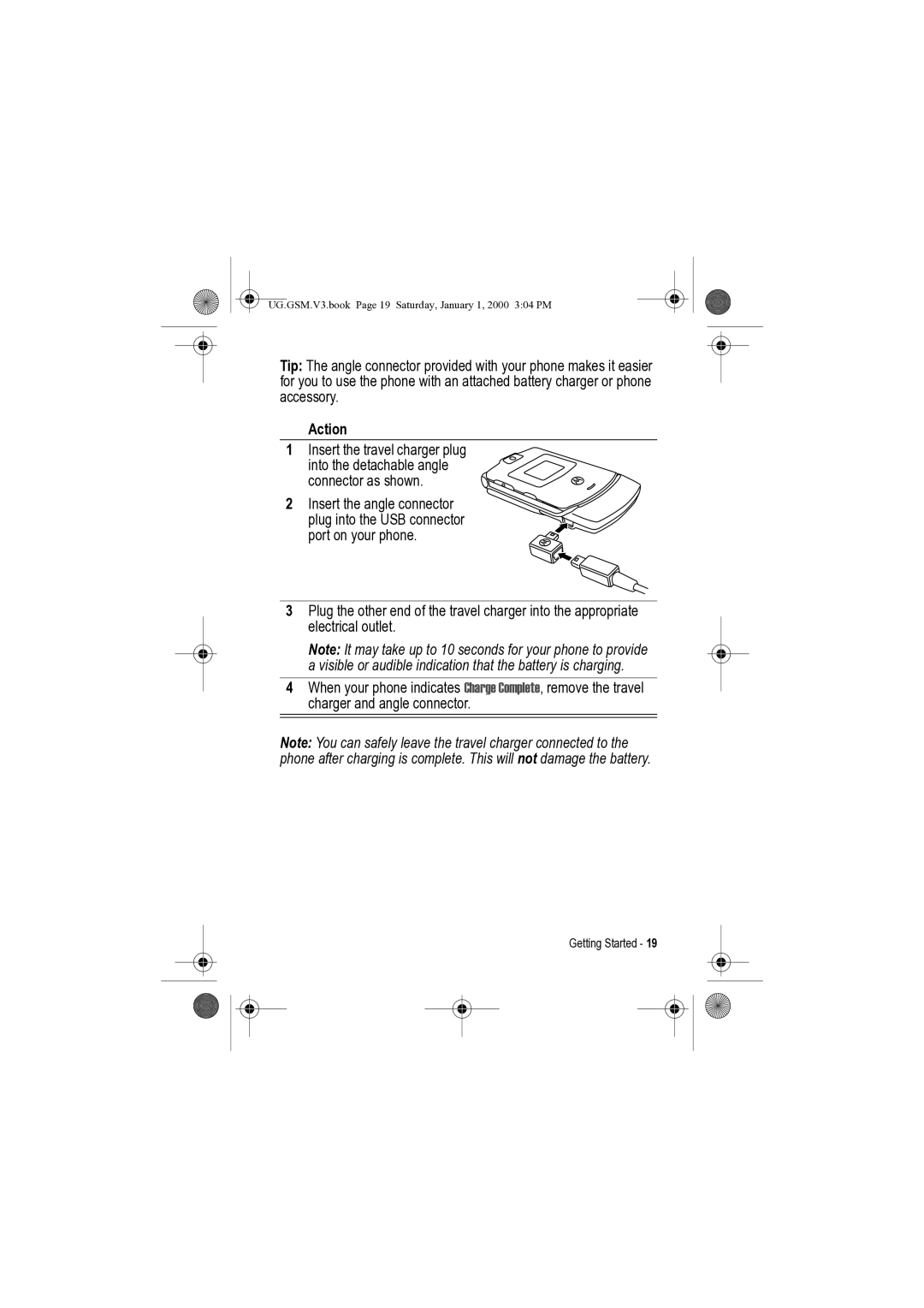 Motorola V3 manual Action, Connector as shown 