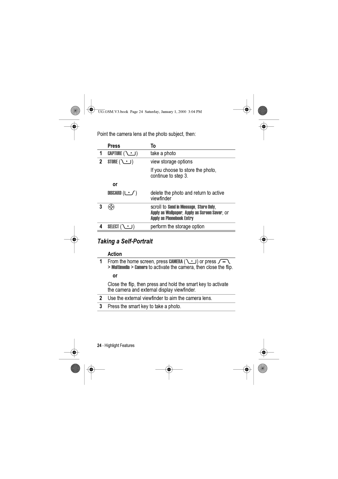 Motorola V3 manual Taking a Self-Portrait, Scroll to Send in Message, Store Only 