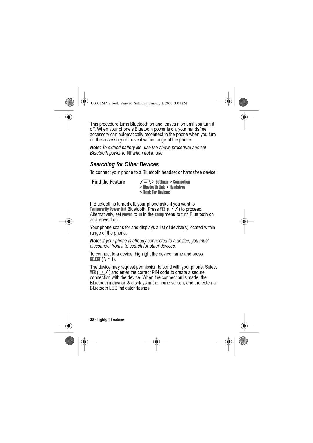 Motorola V3 manual Searching for Other Devices 