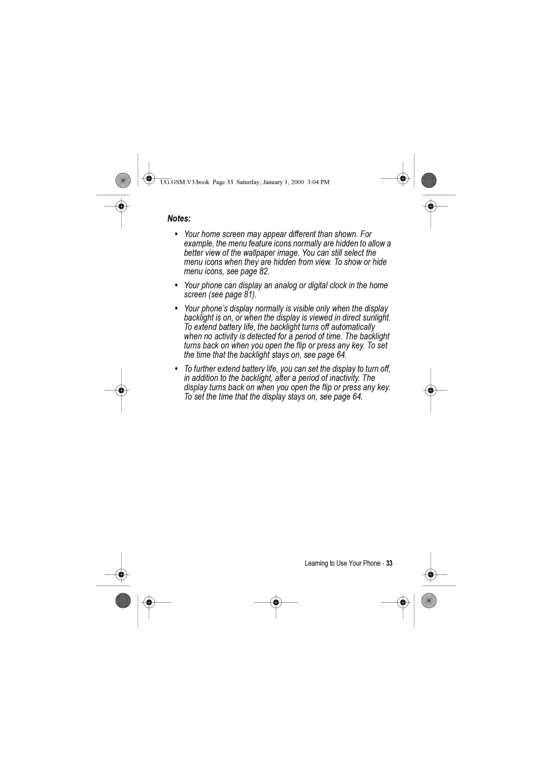 Motorola manual UG.GSM.V3.book Page 33 Saturday, January 1, 2000 304 PM 