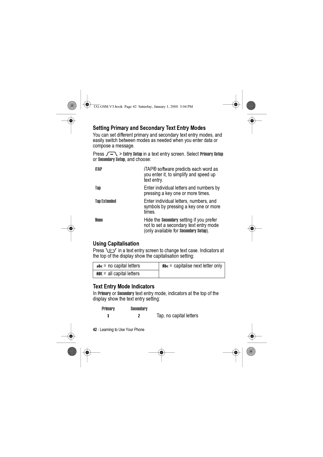 Motorola V3 manual Tap Extended, None, Primary Secondary 