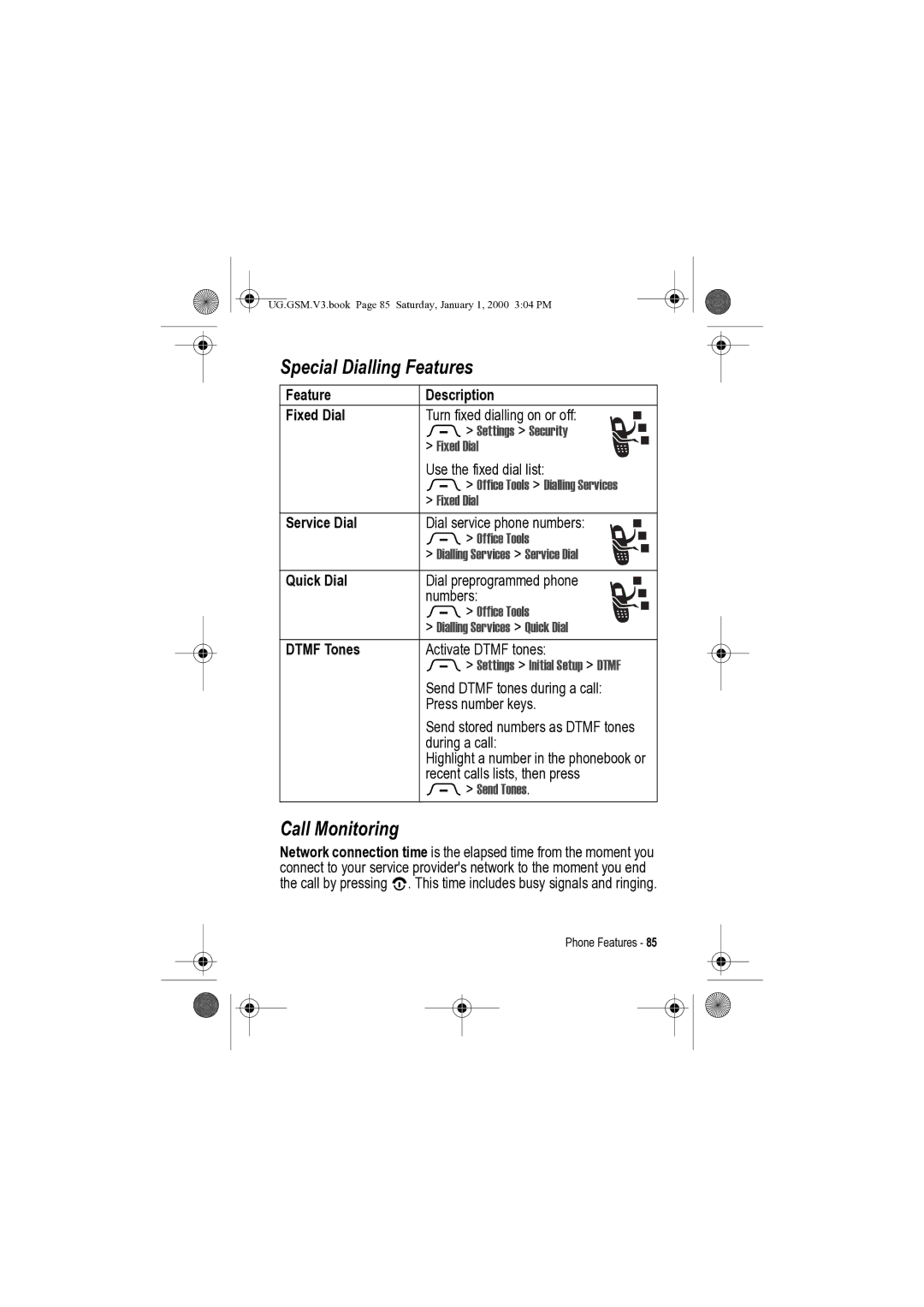 Motorola V3 manual Special Dialling Features, Call Monitoring 