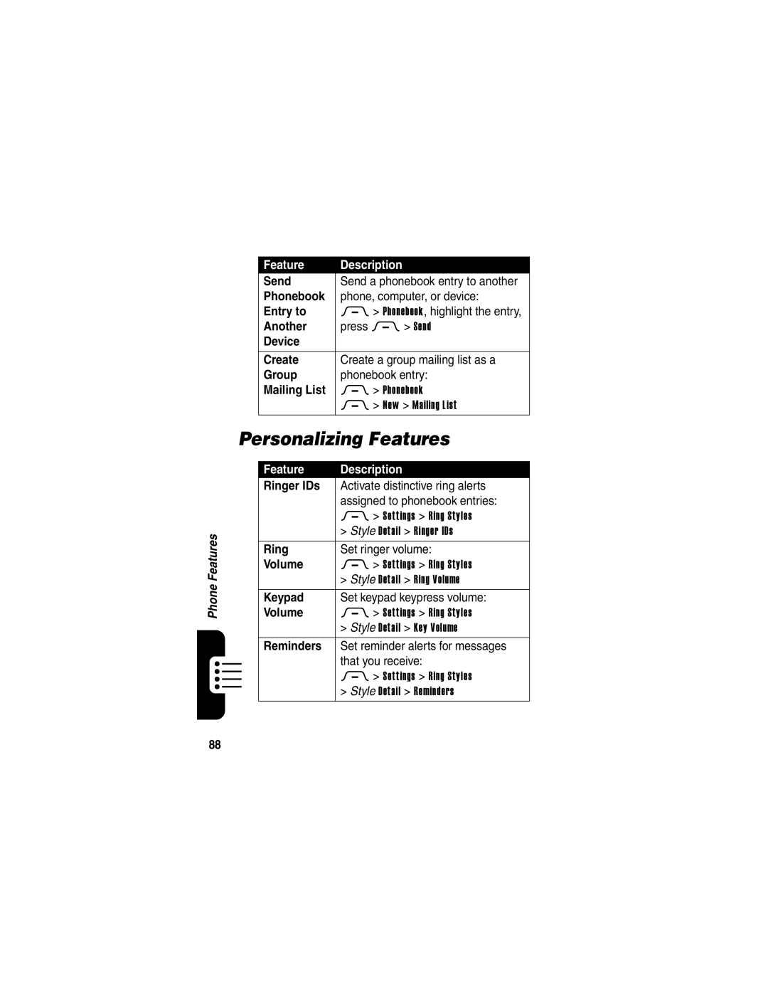 Motorola V3 manual Personalizing Features 