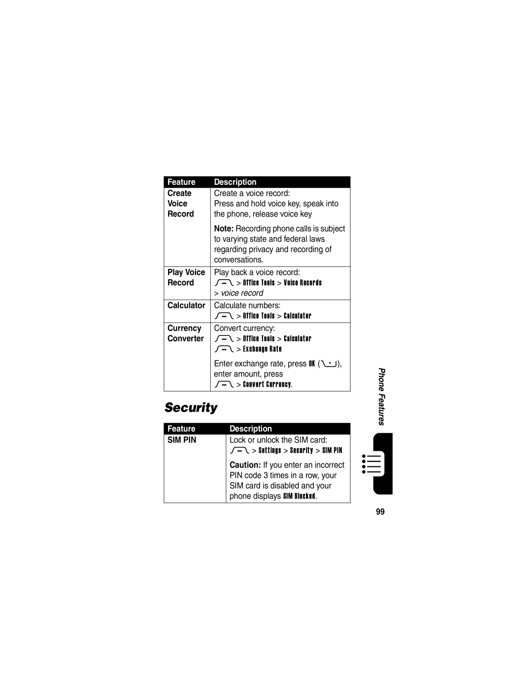 Motorola V3 manual Security 