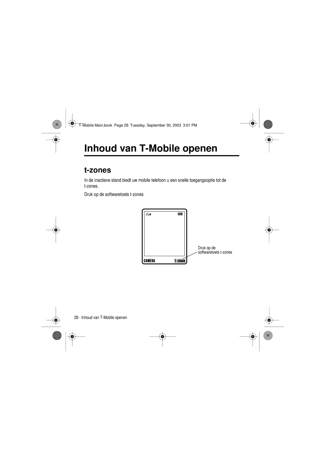 Motorola V300 manual Inhoud van T-Mobile openen, Zones 