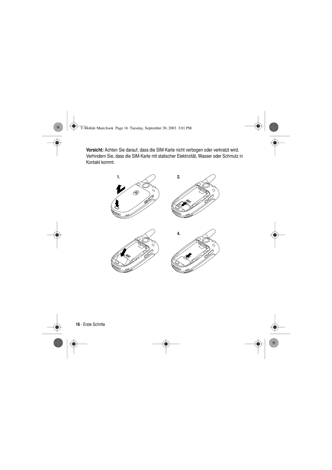 Motorola V300 manual Mobile Main.book Page 16 Tuesday, September 30, 2003 301 PM 