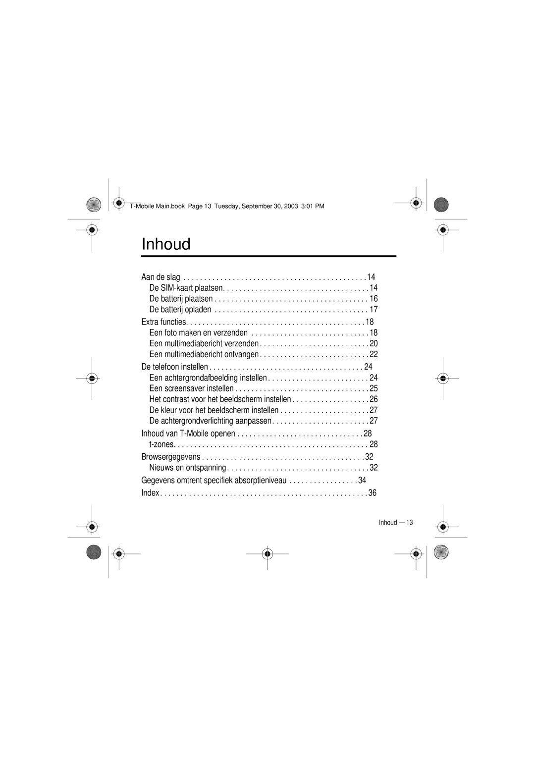 Motorola V300 manual Inhoud, Browsergegevens 