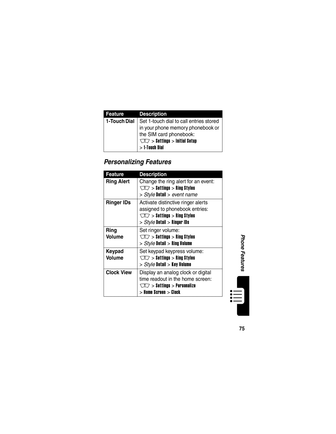 Motorola V300 manual Personalizing Features 