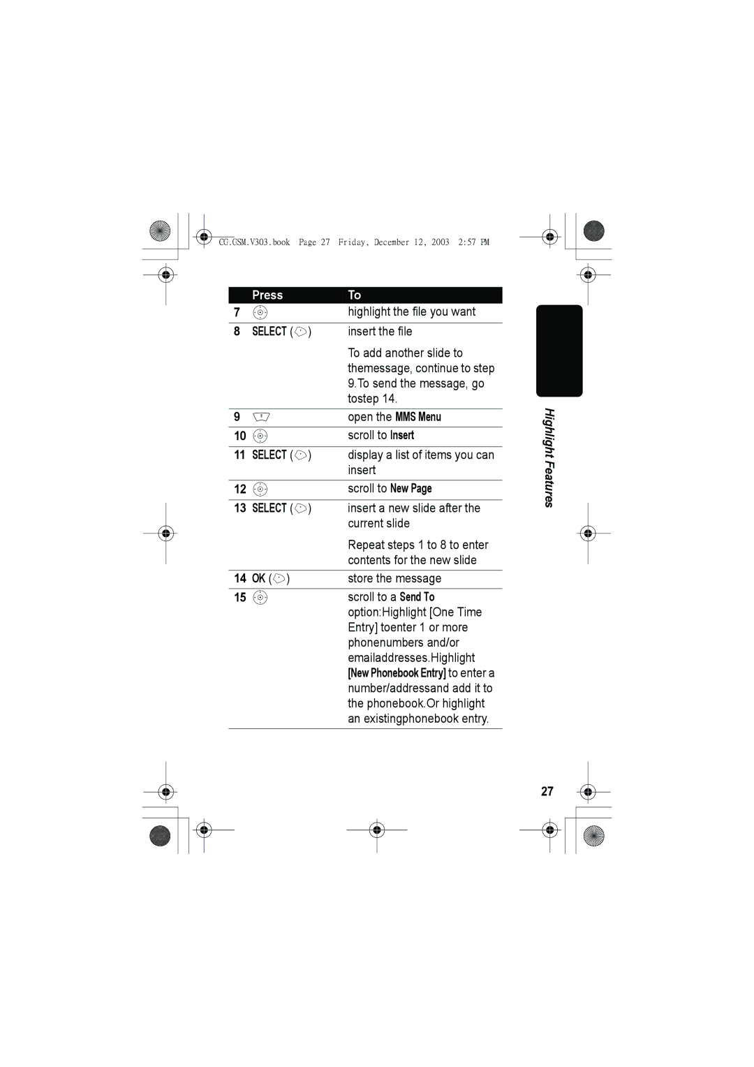 Motorola V303 manual Ok + 