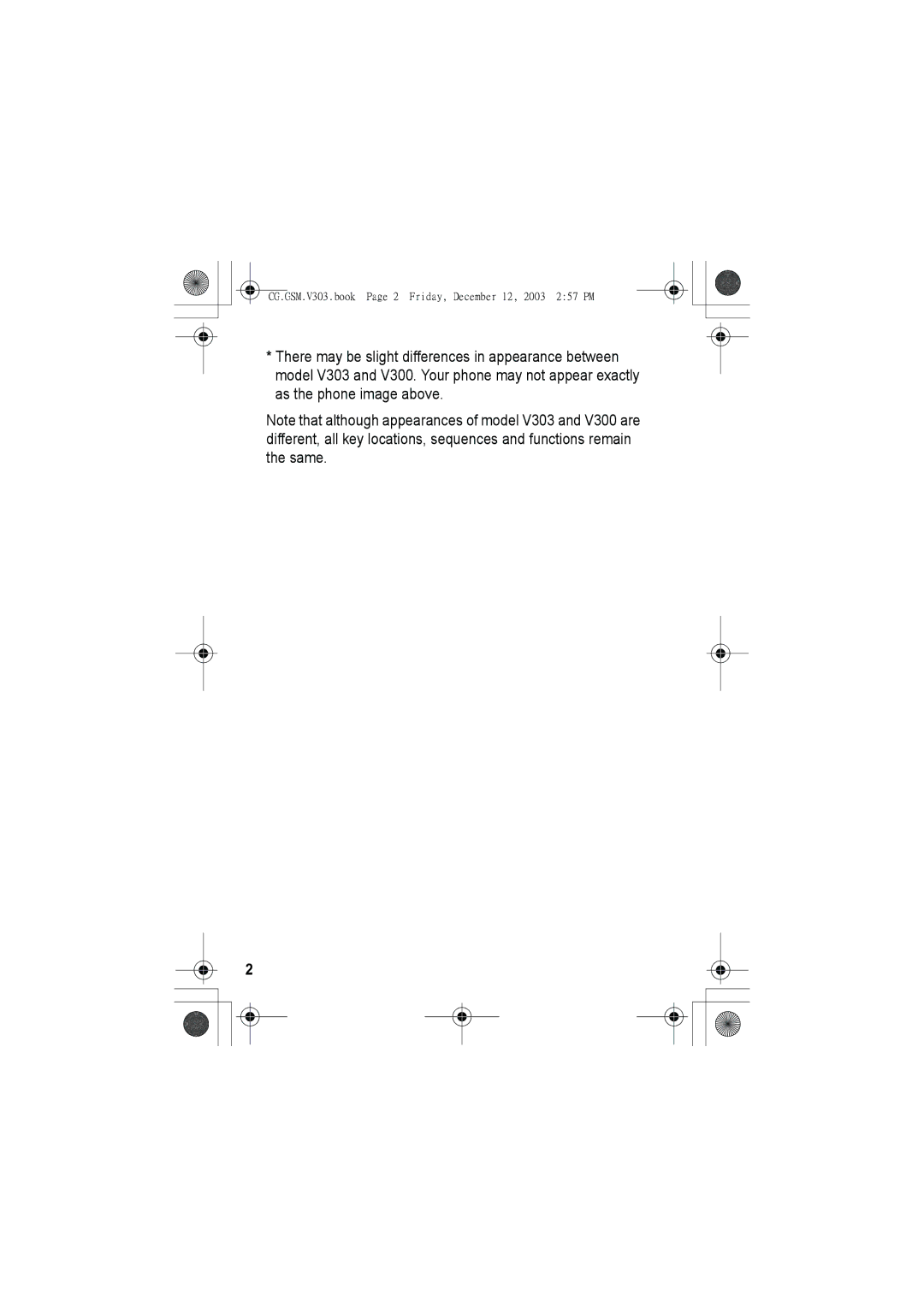 Motorola manual CG.GSM.V303.book Page 2 Friday, December 12, 2003 257 PM 