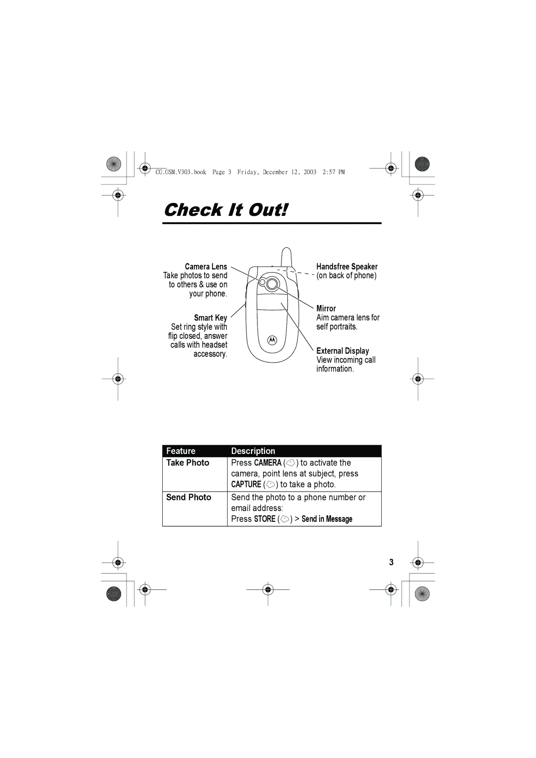 Motorola V303 manual Check It Out 