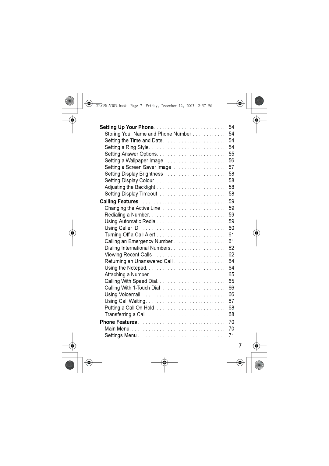 Motorola manual CG.GSM.V303.book Page 7 Friday, December 12, 2003 257 PM 