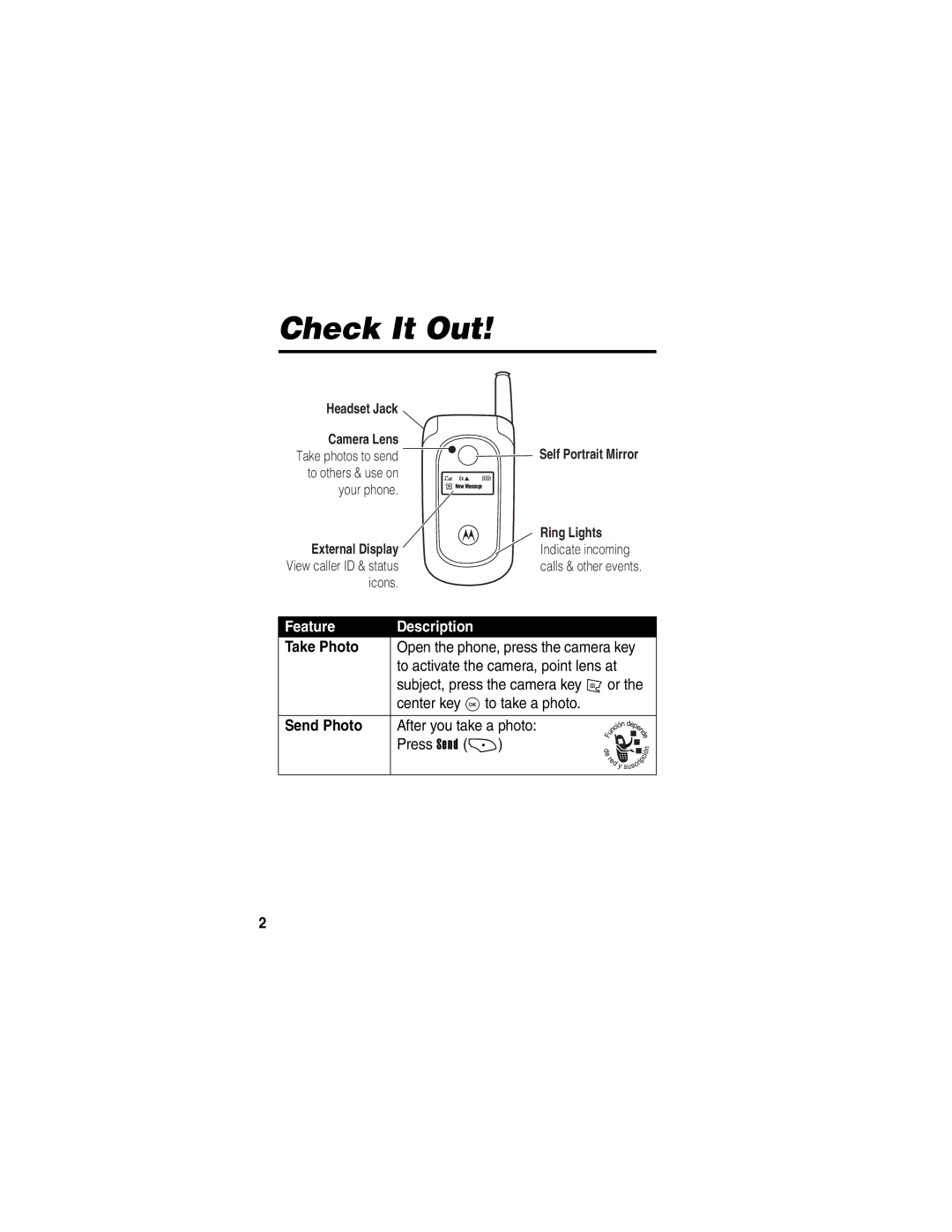 Motorola V323 manual Check It Out, Take Photo, Send Photo 