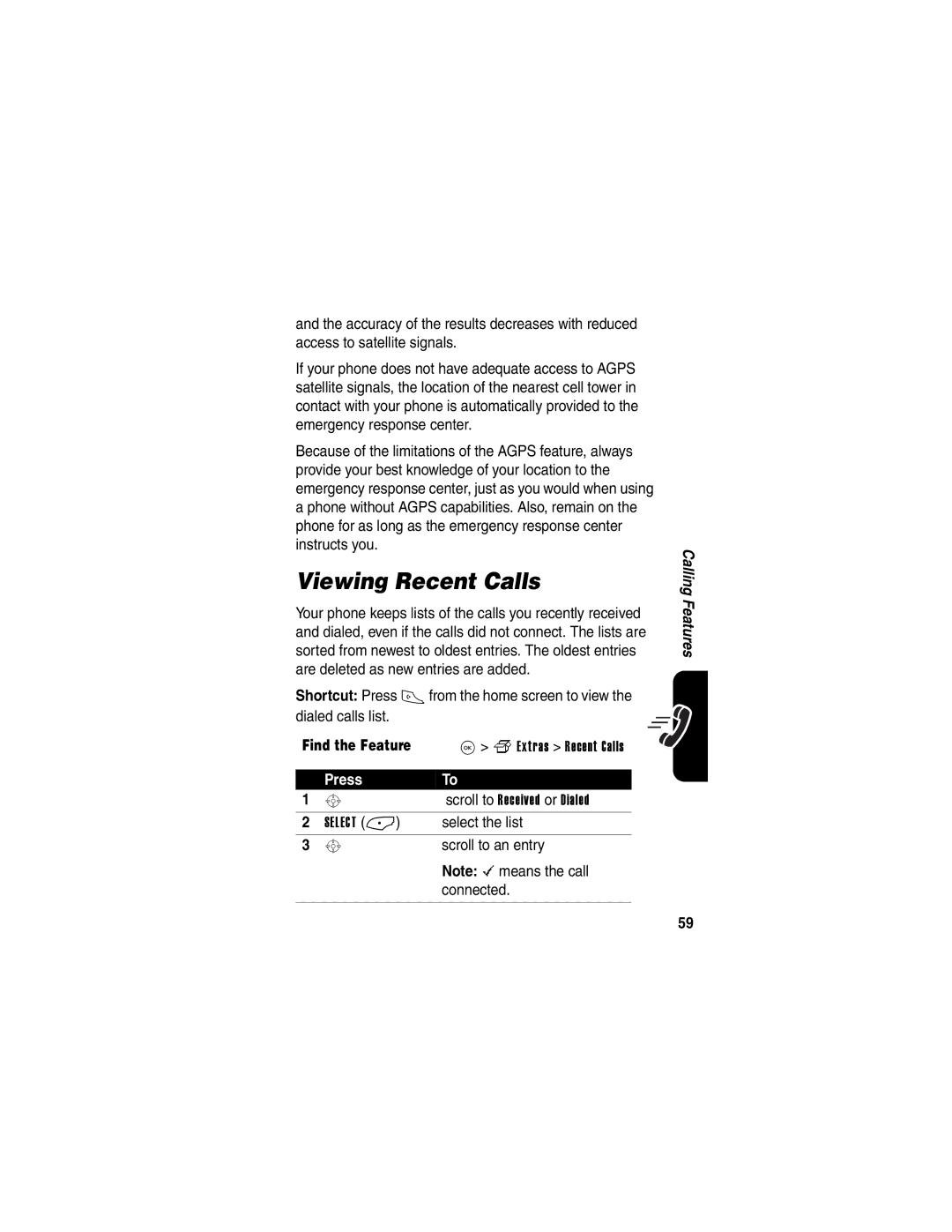 Motorola V323 manual Viewing Recent Calls 