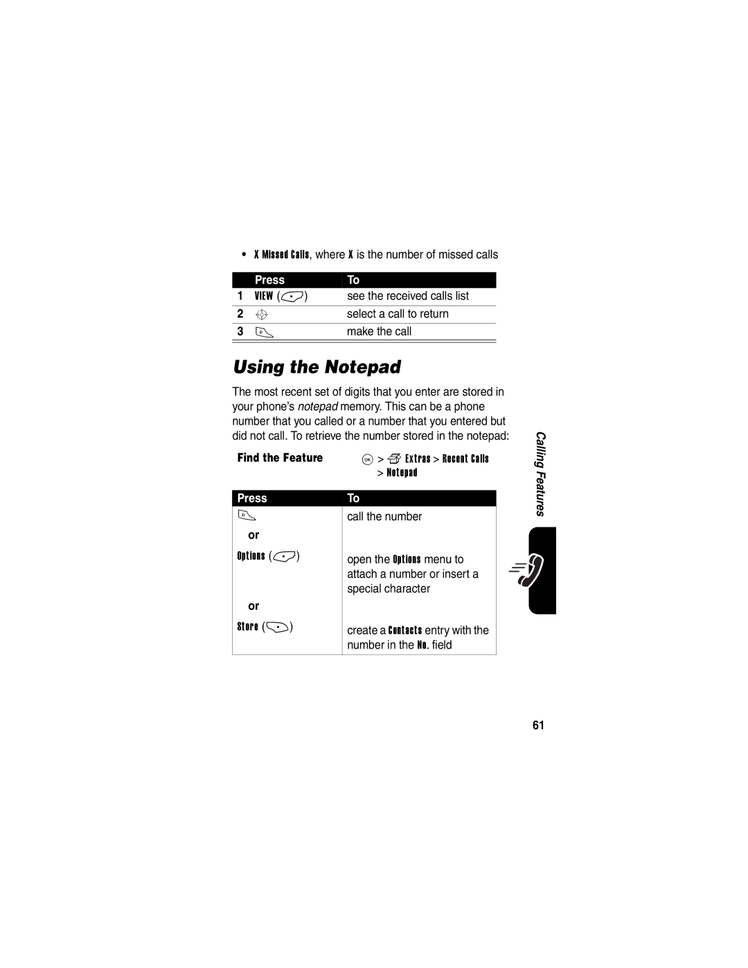 Motorola V323 manual Using the Notepad 