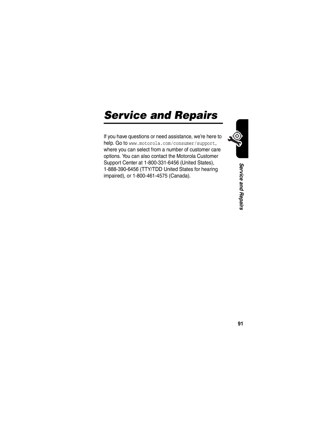 Motorola V323 manual Service and Repairs 