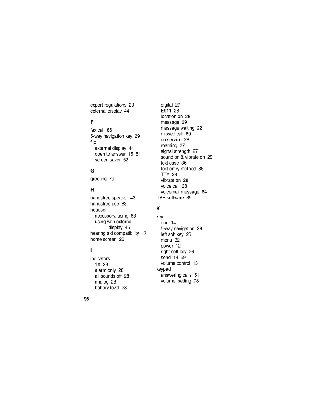 Motorola V323 manual Accessory, using 83 using with external 