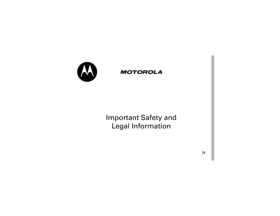 Motorola V323i manual Important Safety Legal Information 