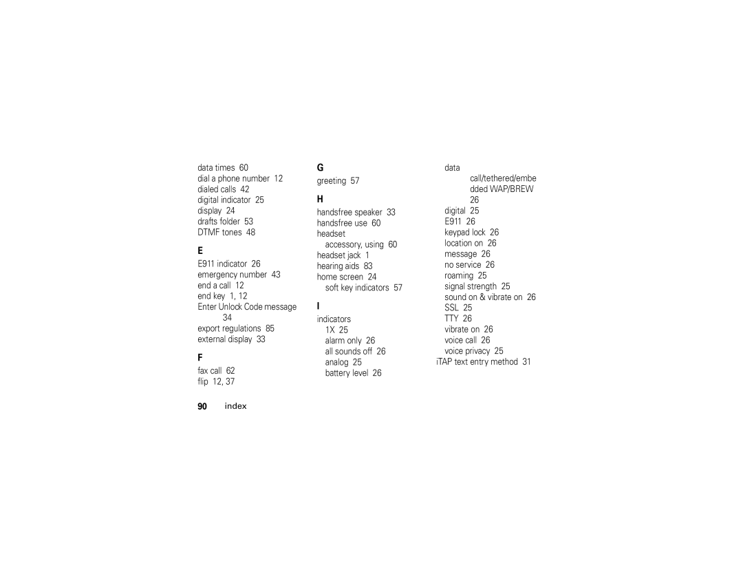 Motorola V323i manual Index 