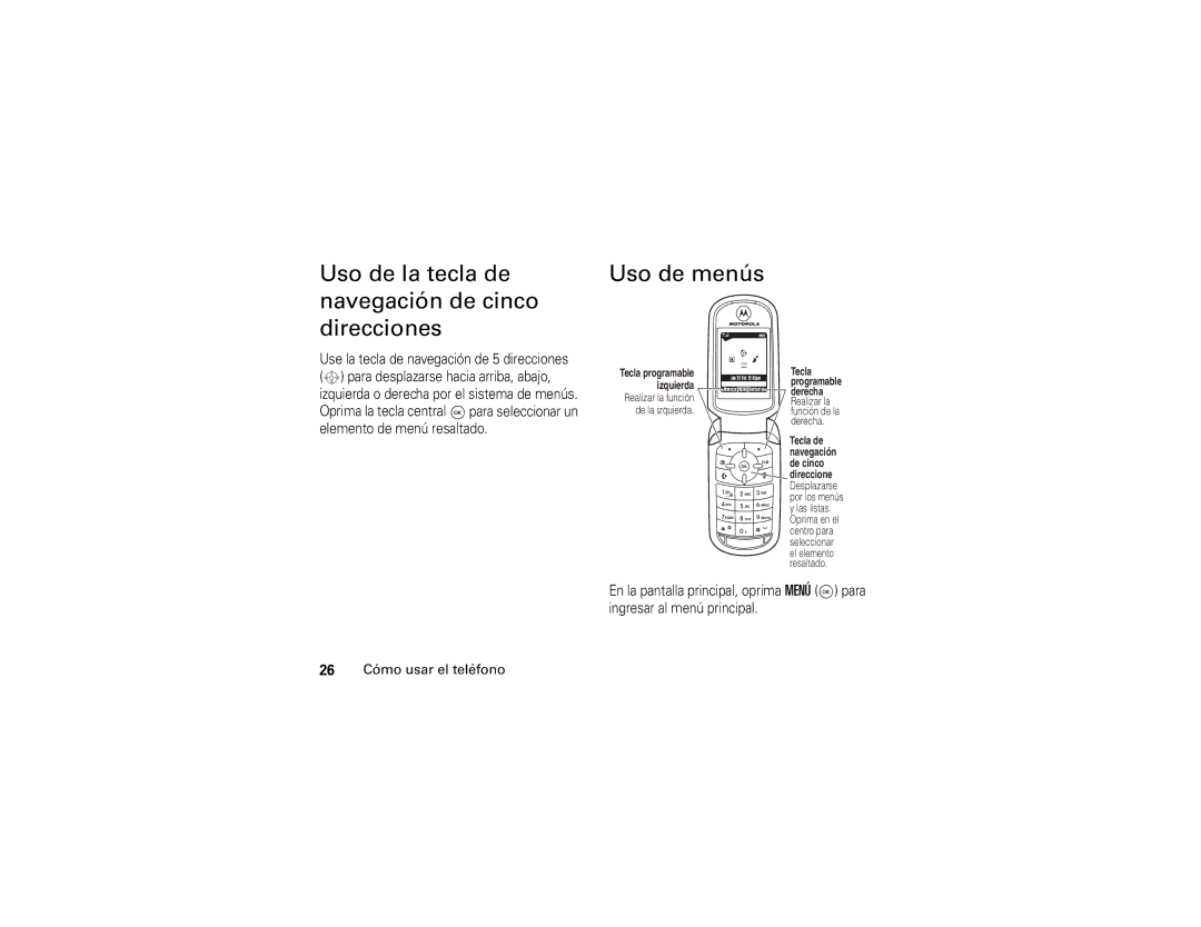 Motorola V325 manual Tecla programable izquierda 