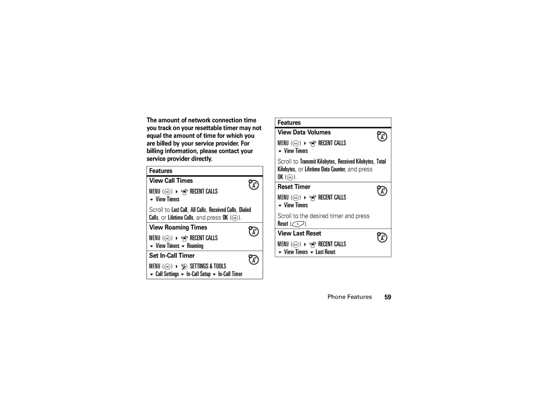 Motorola V325 manual Roaming, In-Call Setup In-Call Timer, Ok K 