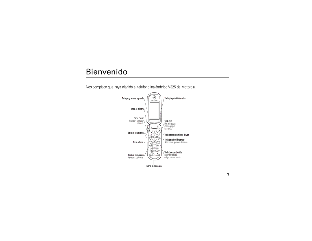 Motorola V325 manual Bienvenido 