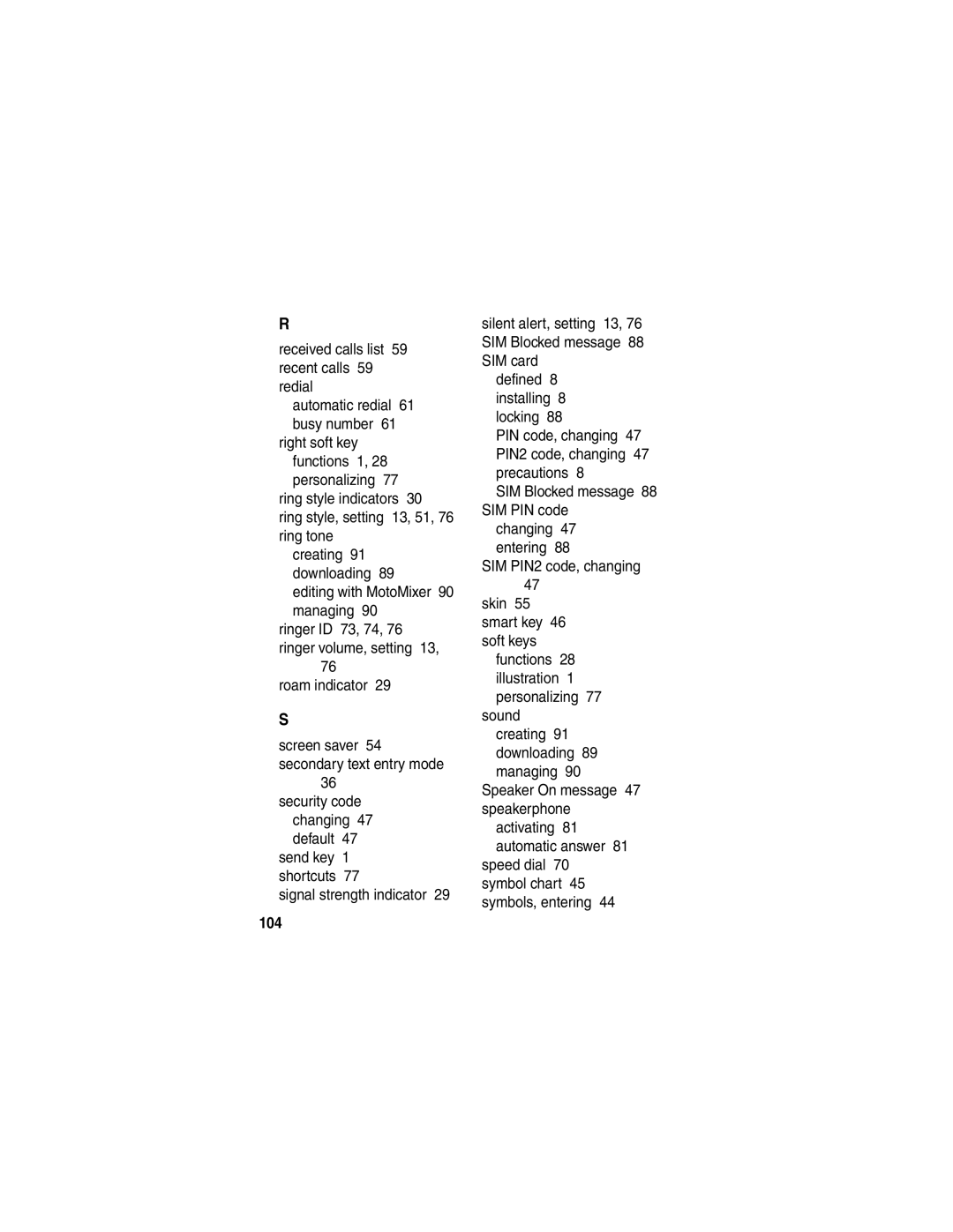 Motorola V330 manual Roam indicator, 104 